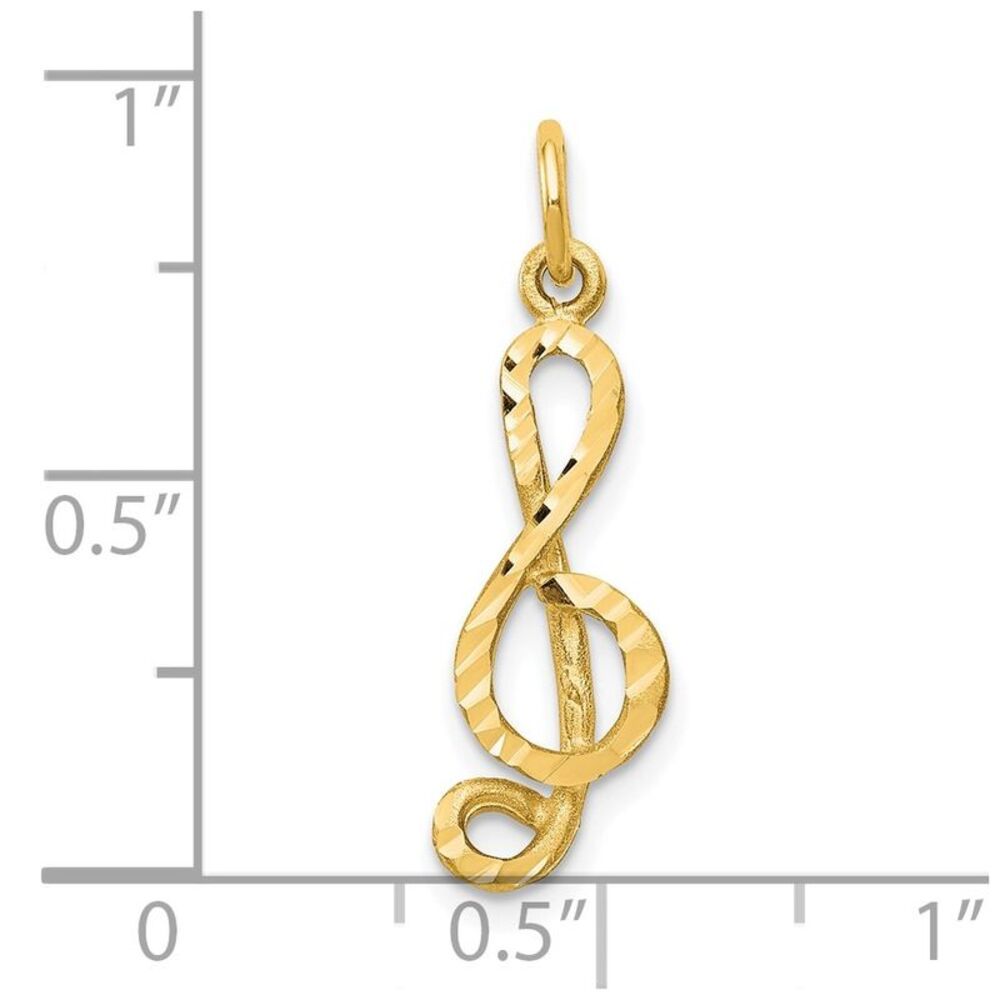 10k Yellow Gold Medium Solid Treble Clef Charm - image 3